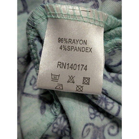 NWT REBORN Tunic Dress Womens Plus 3XL Teal Navy Damask 3/4 Sleeve Boho Stretch - Picture 8 of 8